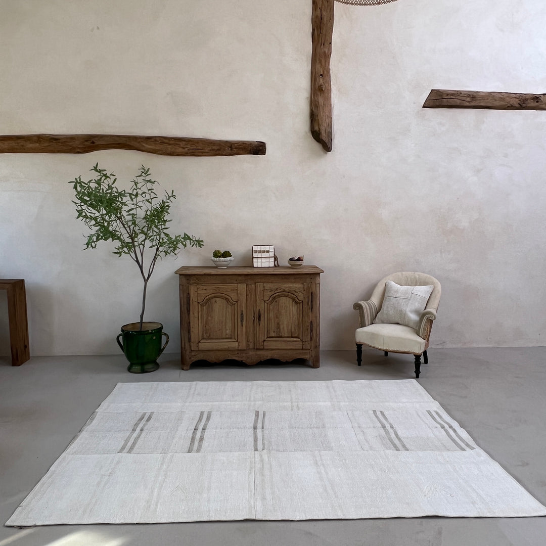 Vintage linen Stripe area rug No:8 182cm x 255cm