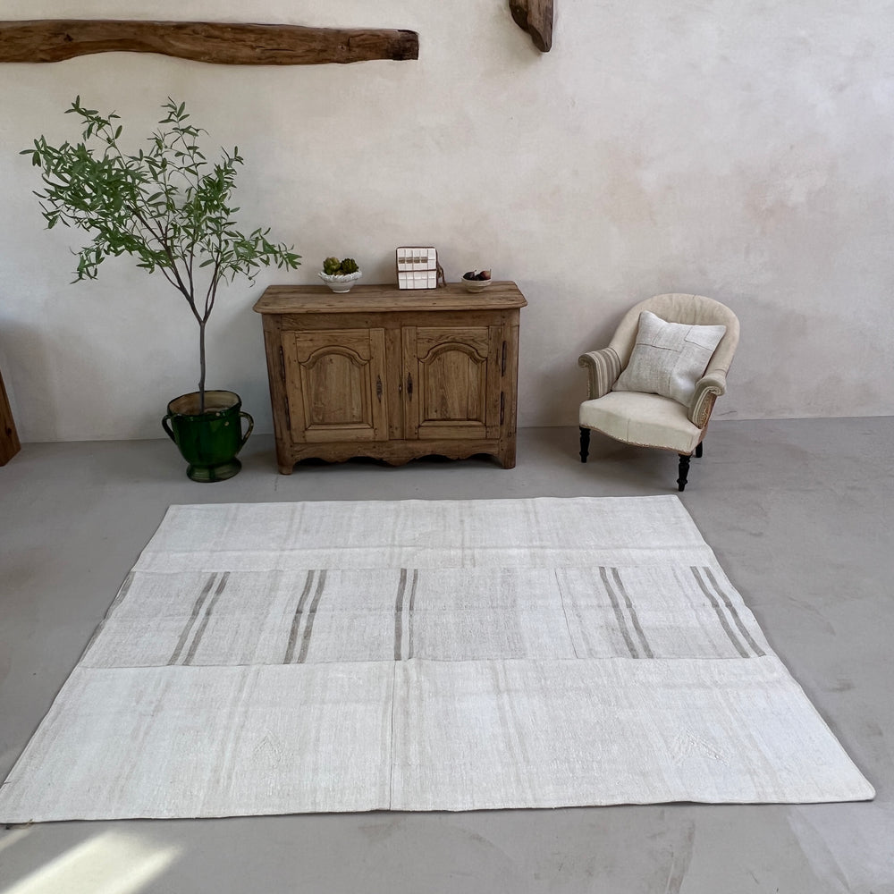 Vintage linen Stripe area rug No:8 182cm x 255cm