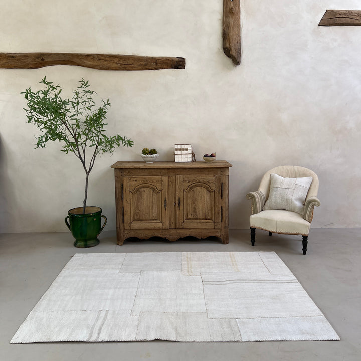 Vintage linen patchwork area rug No:4, 157cm x 216cm
