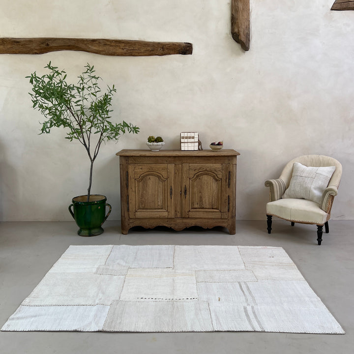 Vintage linen patchwork area rug No:5, 150cm x 215cm