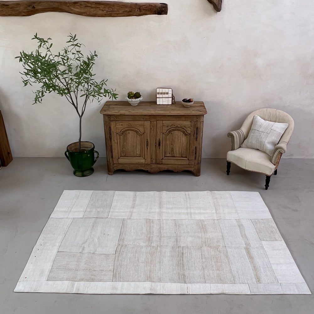 Vintage linen patchwork area rug No:6, 155cm x 250cm