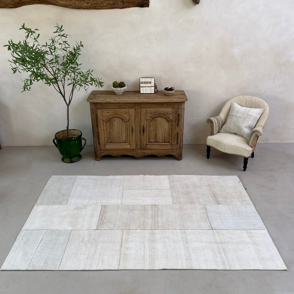 Vintage linen patchwork area rug No:7, 155cm x 250cm