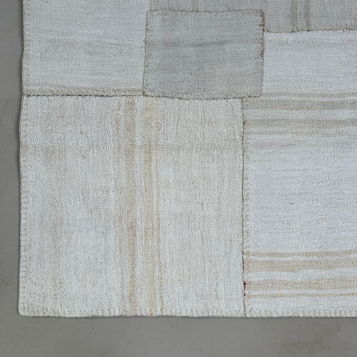 Vintage linen patchwork area rug No:9, 155cm x 208cm