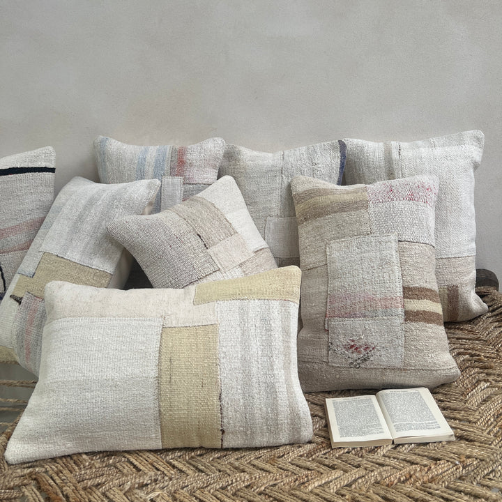 Vintage patchwork hemp cushion 60x40cm | Kaya a 