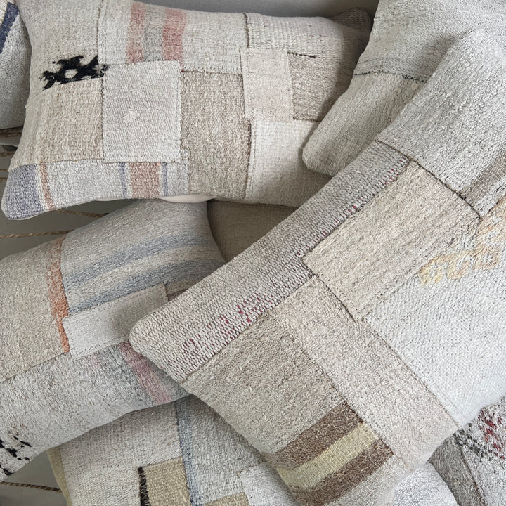 Vintage patchwork hemp cushion 60x40cm | Kaya f