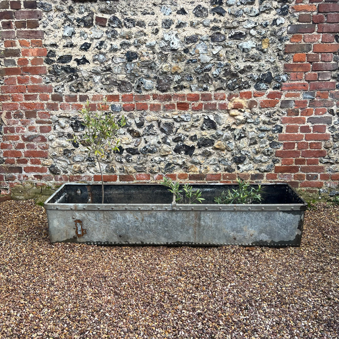 Vintage riveted trough planter with Ring handles
