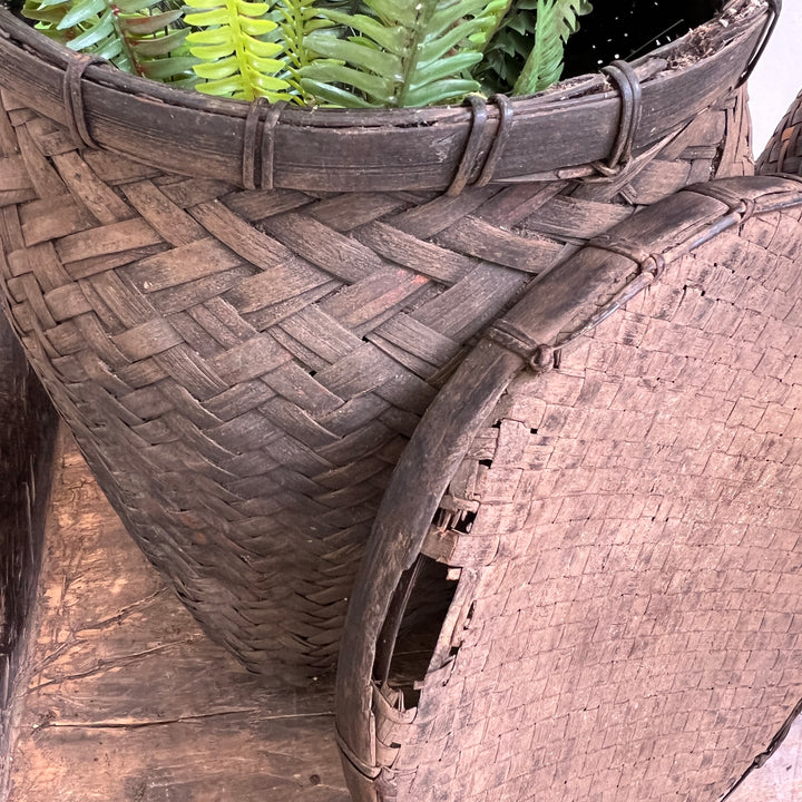 Vintage storage basket with lid | Lombok b 