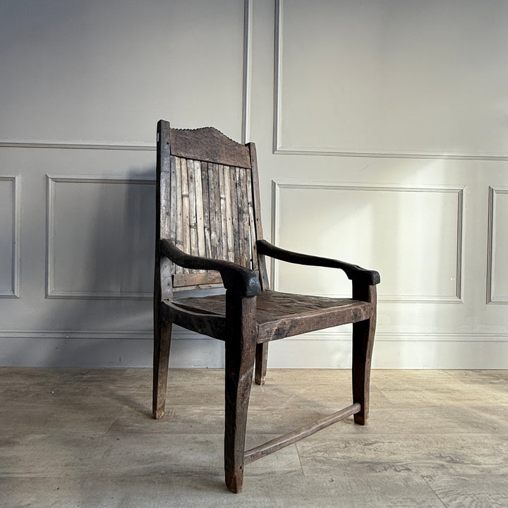 Vintage teak Seat with bamboo slats | Kirana 