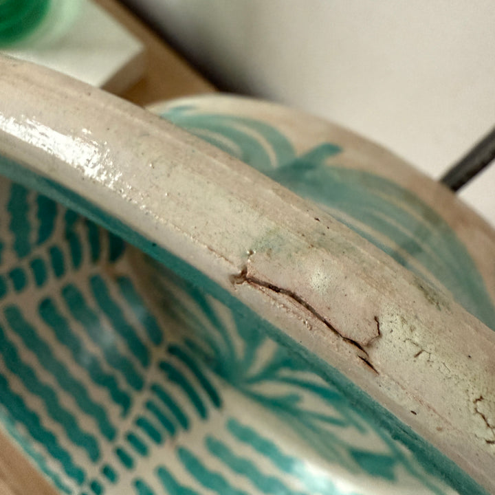 Vintage turquiose embelished bowl from Fez 