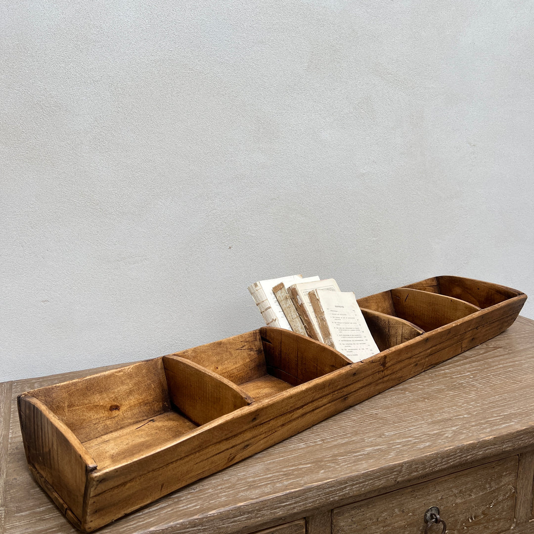 Vintage wooden trough with dividers