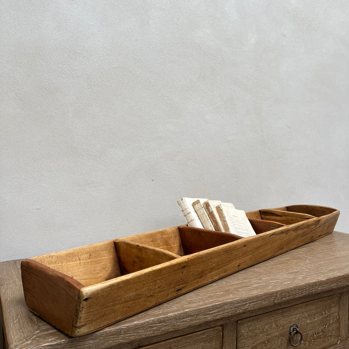 Vintage wooden trough with dividers