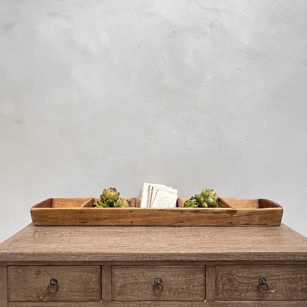 Vintage wooden trough with dividers