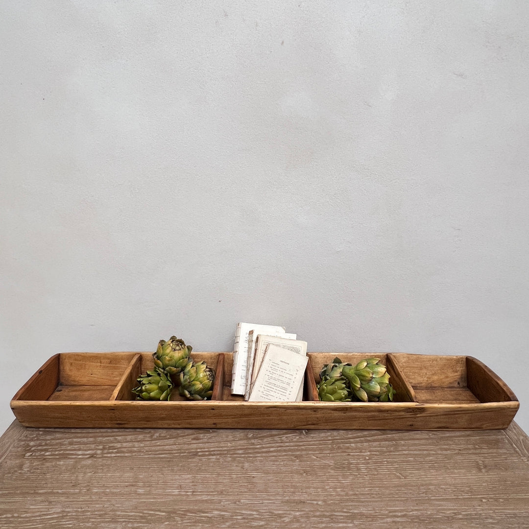 Vintage wooden trough with dividers