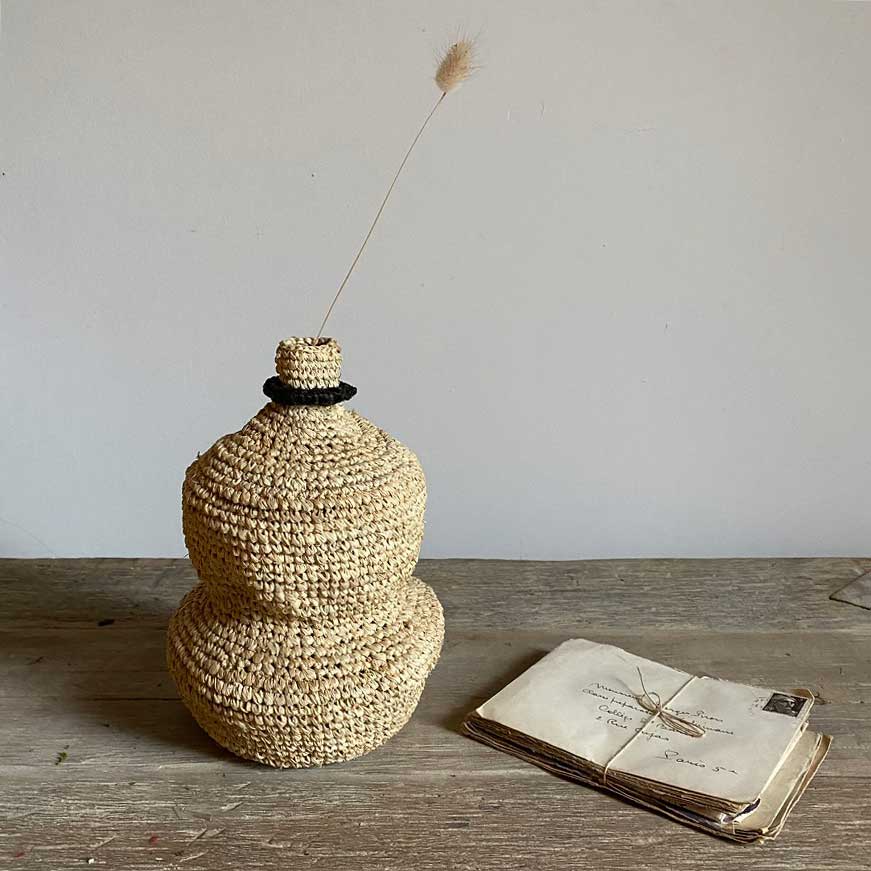 Woven Seagrass Stripe Vase | Waisted