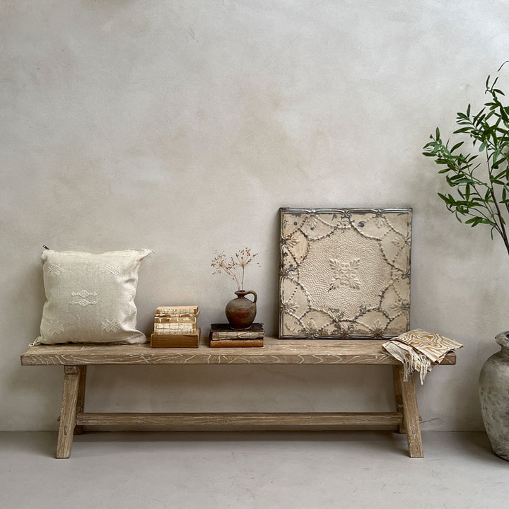 Whitewashed Reclaimed Elm dining bench | Snowdon