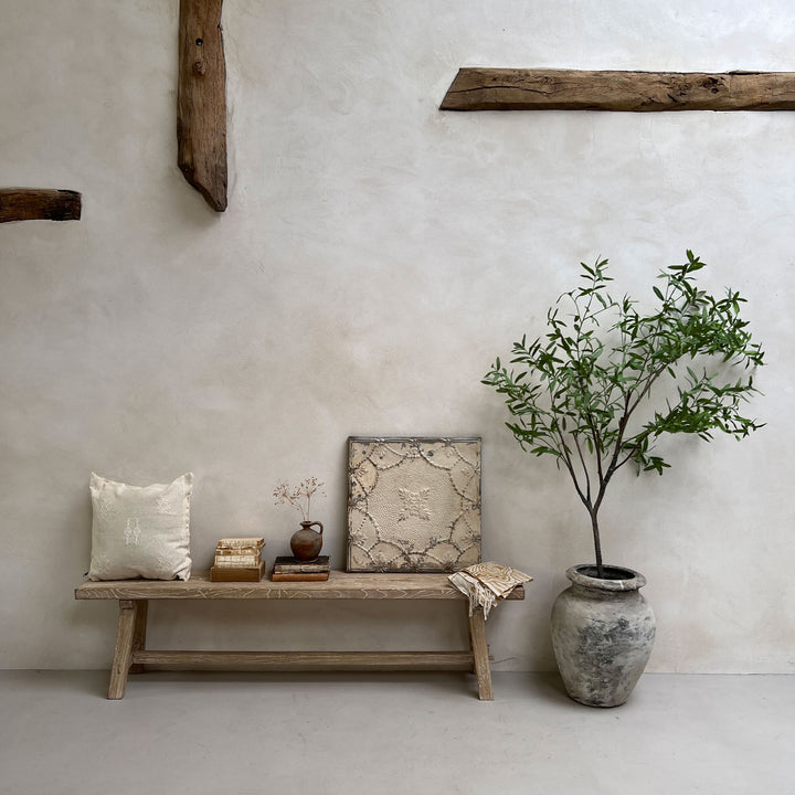 Whitewashed Reclaimed Elm dining bench | Snowdon