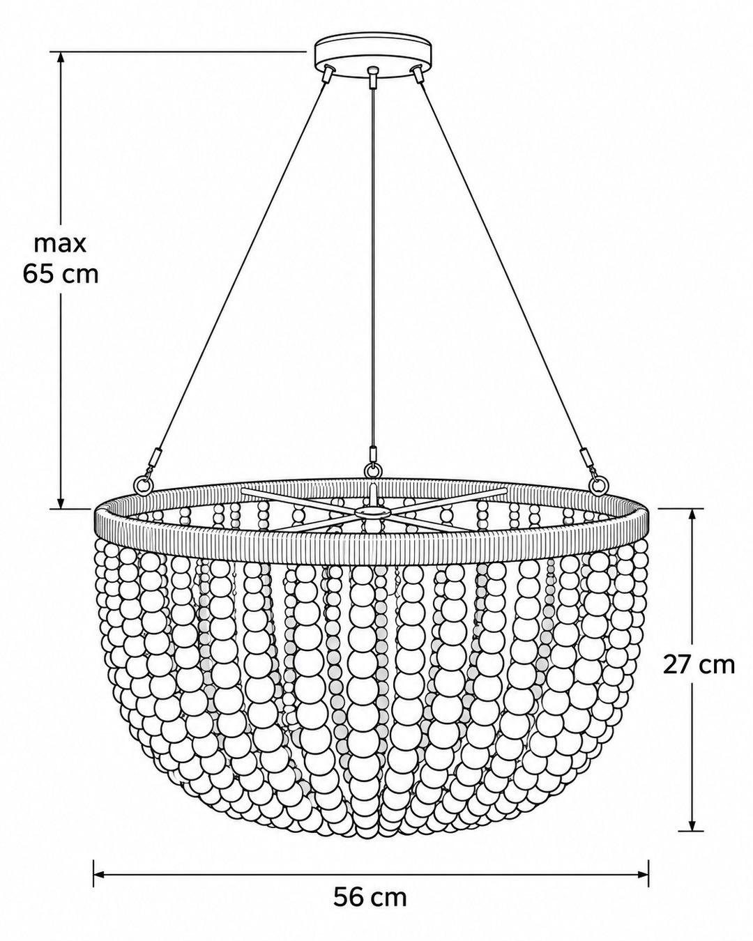 Wooden bead chandelier natural
