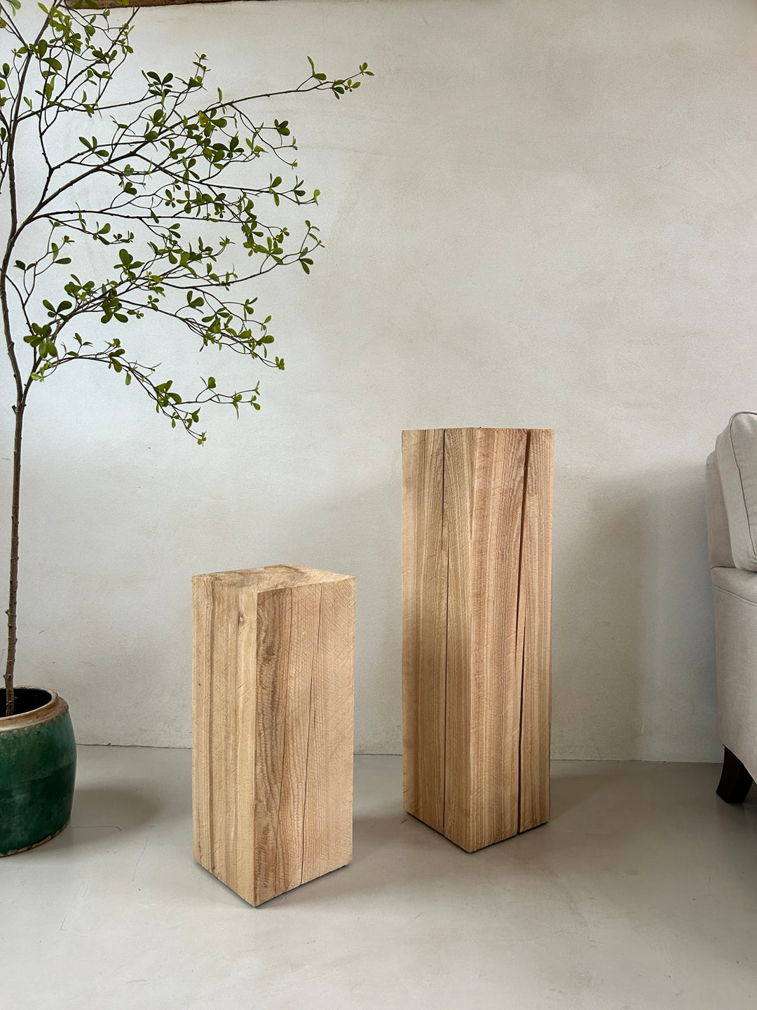 Wooden oak plinths