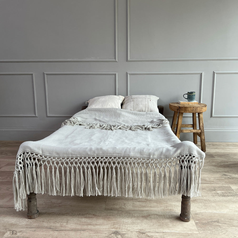 Woven Alpaca Throw Dove as a bedspread