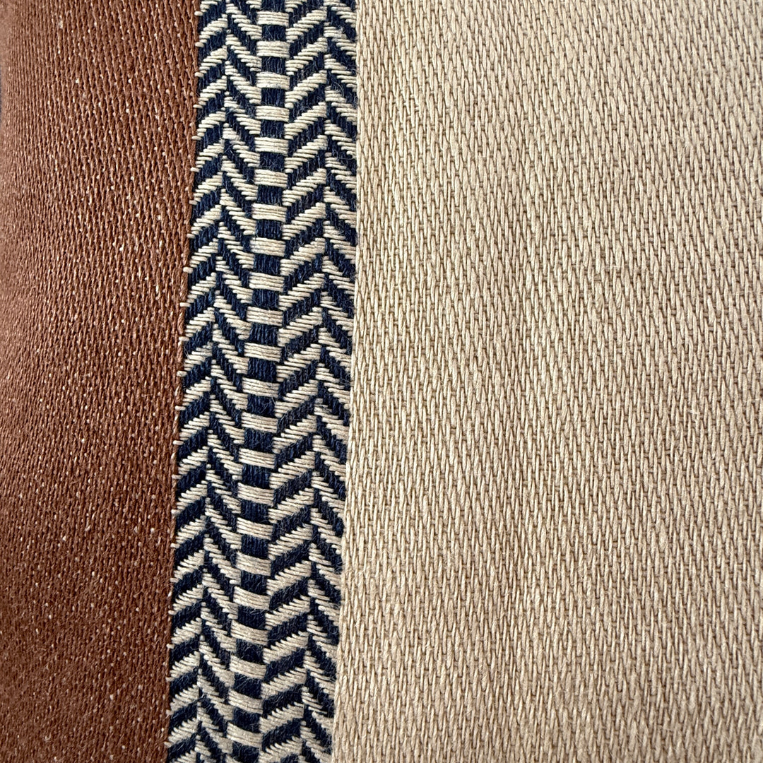 Woven Linen Cushion | Indigo Ochre Stripe 