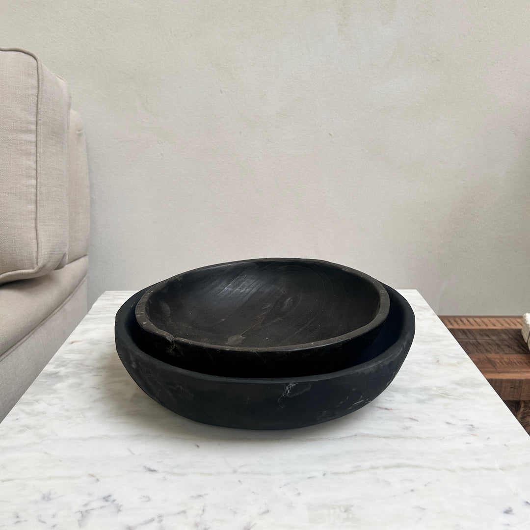 Yakising Black Carved Teak Bowls