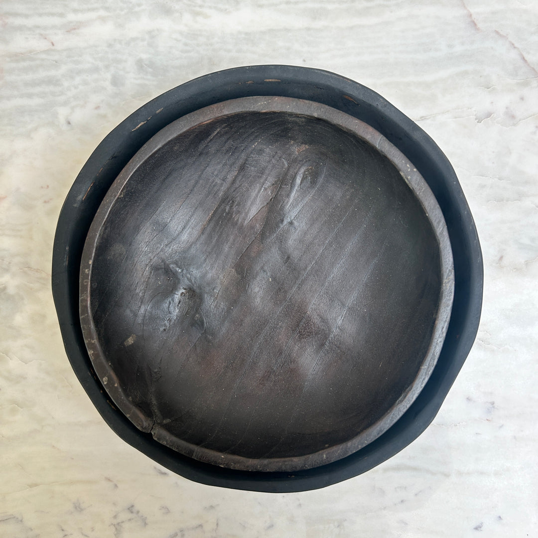 Yakising Black Carved Teak Bowls