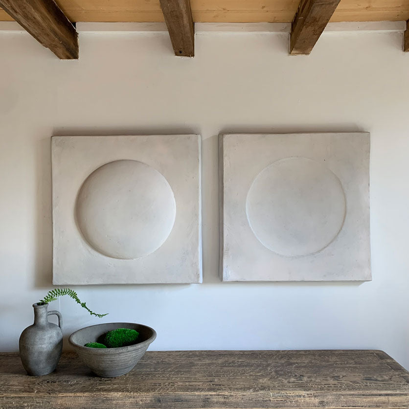 Abstract Plaster Round Shield Artwork