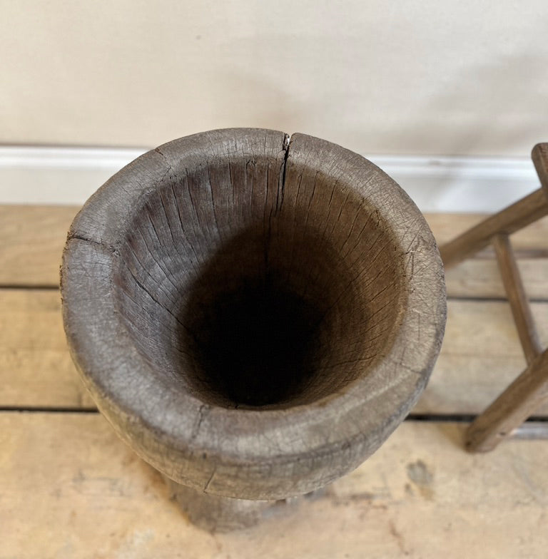 Antique rustic wooden mortar | Ahana