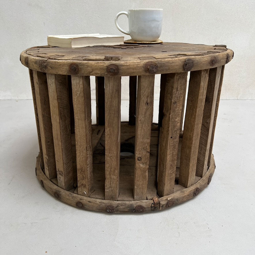 Antique elm spool side table | Alexandra