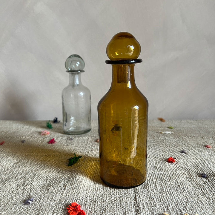 Hand blown Moroccan bottle | Amber