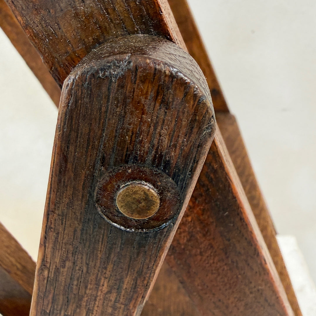Traditional timber joinery detail on the Antique English Library Ladder Margot.
