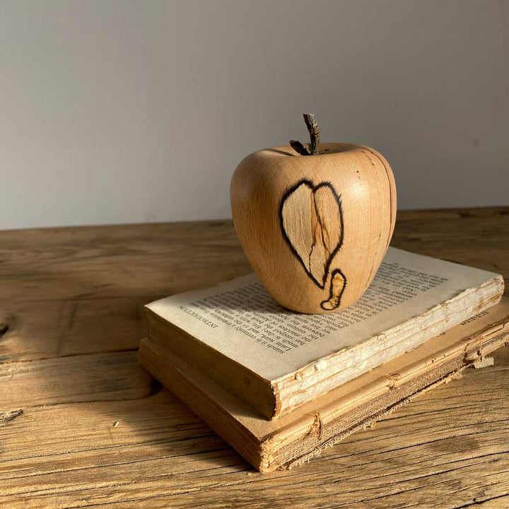 Hand carved decorative wooden apple