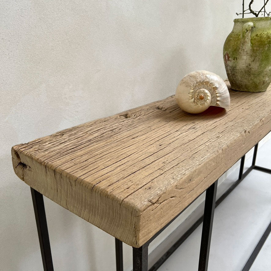 claimed elm rustic console table | Barnaby