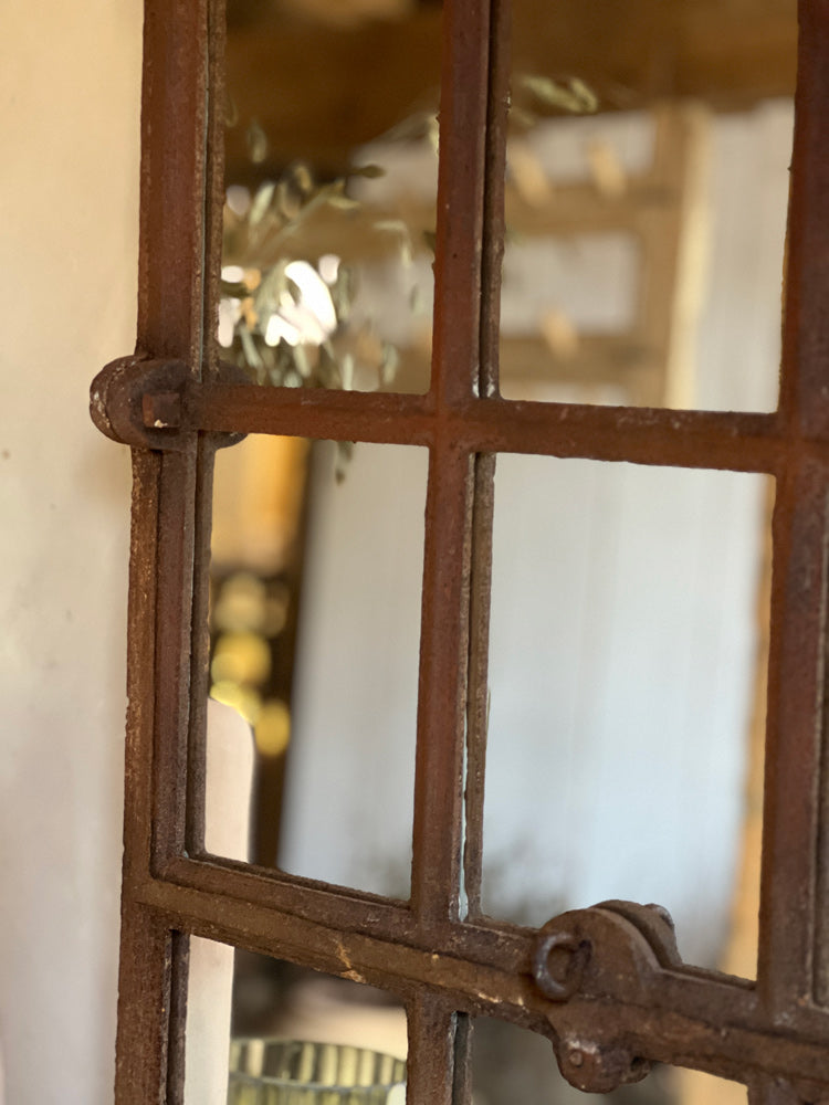 Antique iron window mirror | Benton