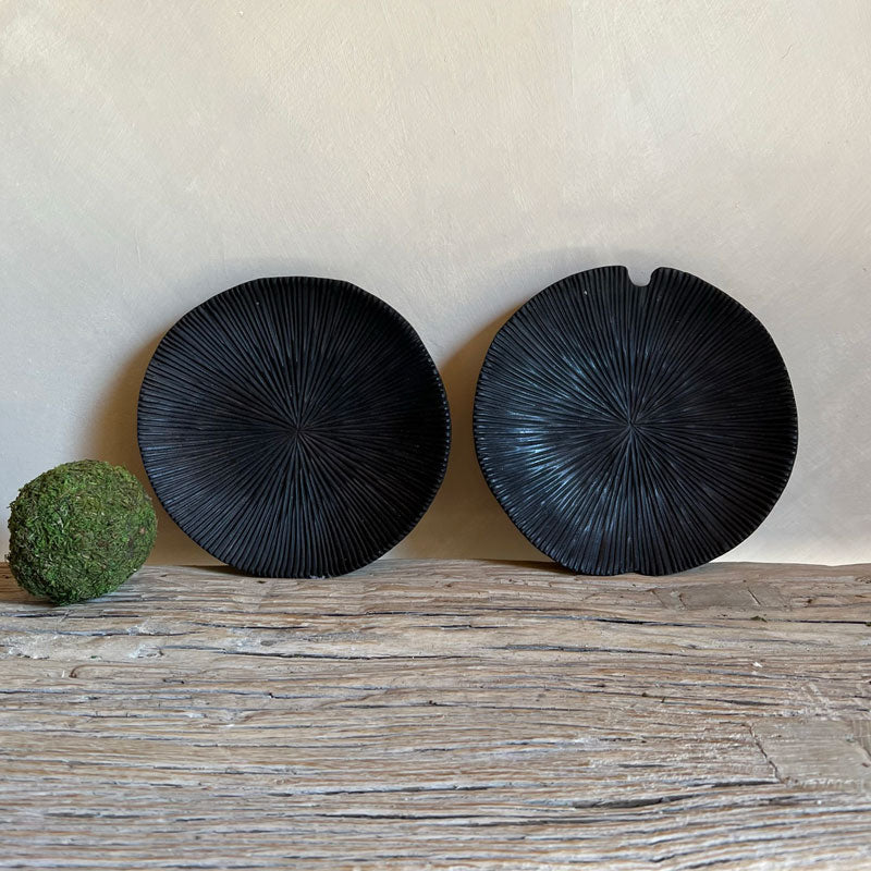Black carved Teak Plate Small