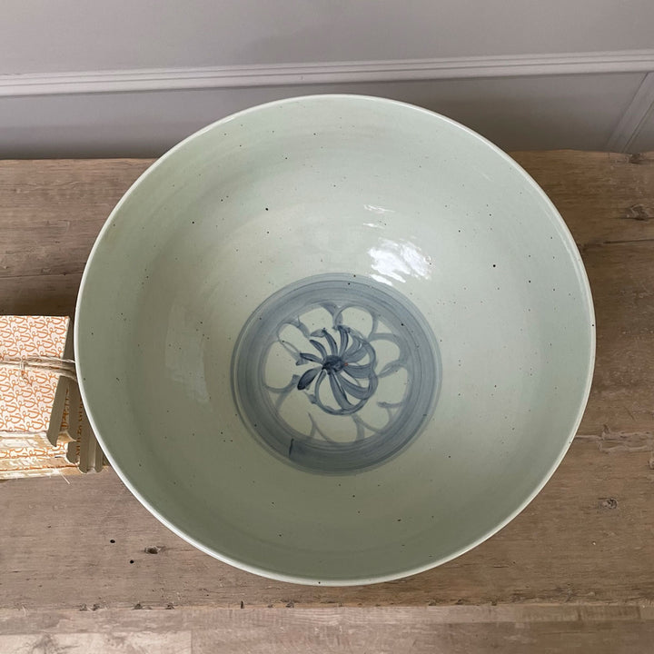 Large floral bowl blue and white