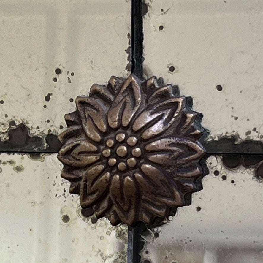 Large Antiqued Mirror Brass Rosettes