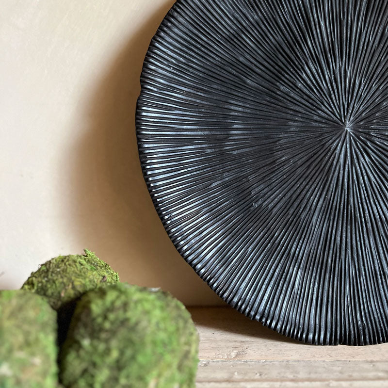Black carved teak plate large