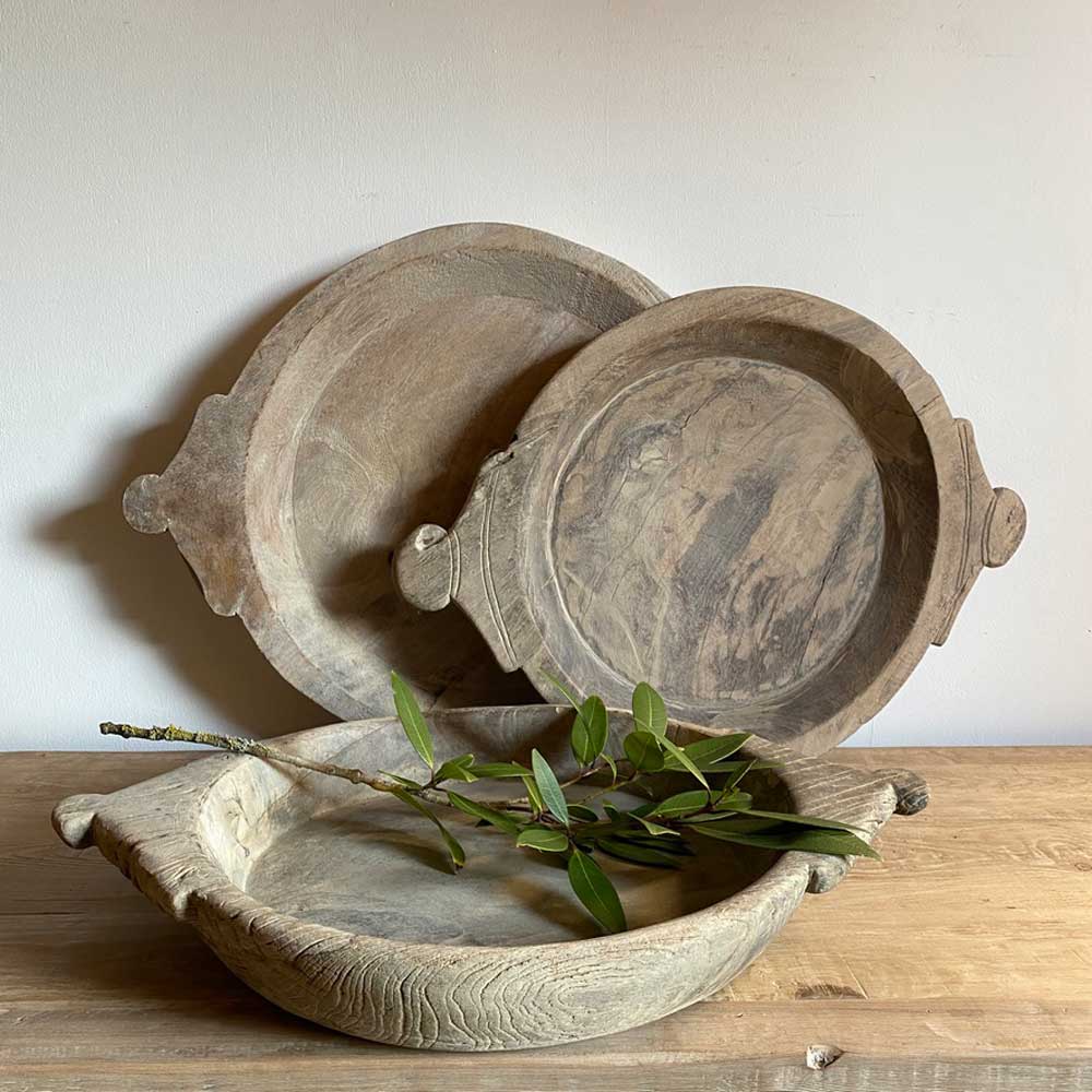 Vintage Wooden Chapati Bowl | Large
