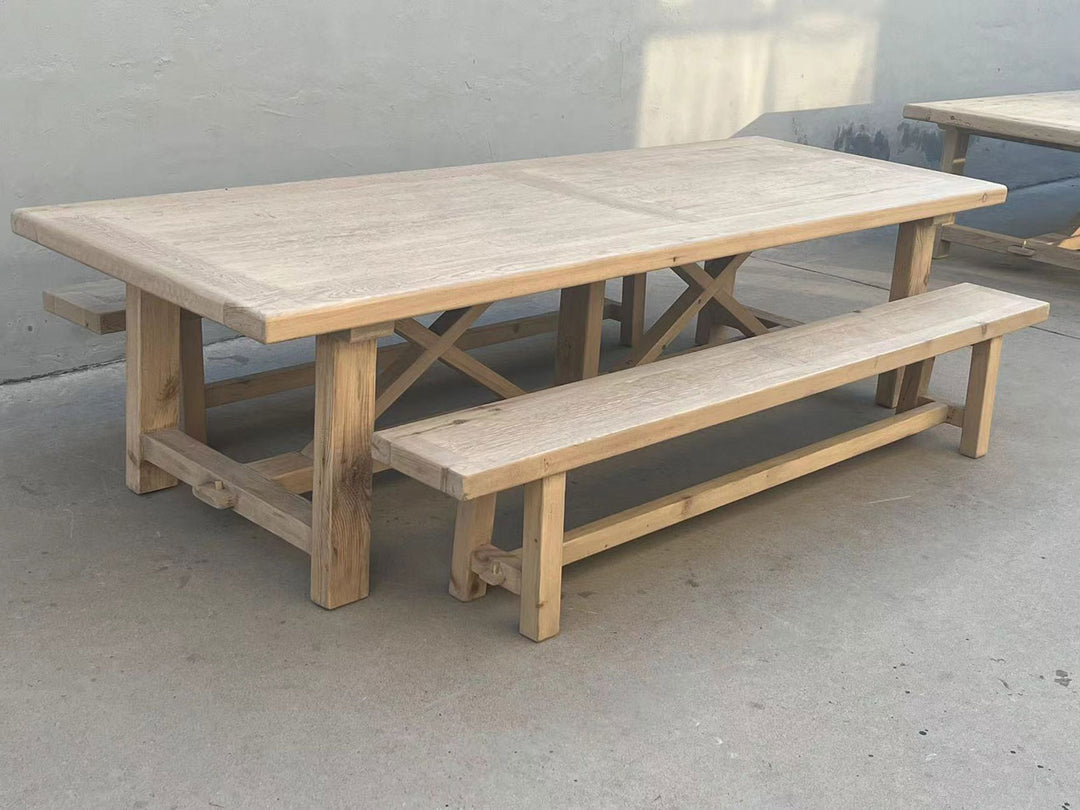 Reclaimed wood refectory bench