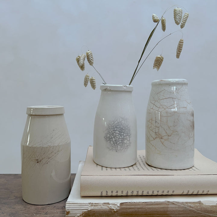 Antique Cream Pot Vase Medium