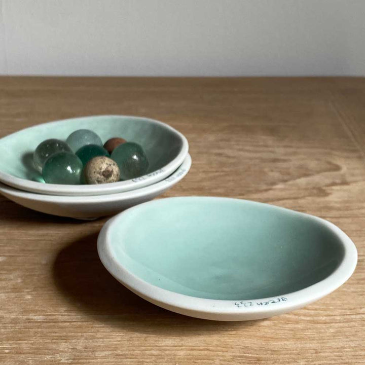Small handmade ceramic glazed dish | Green