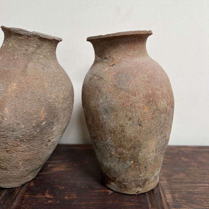 Pair of asymetric antique urns Emilia