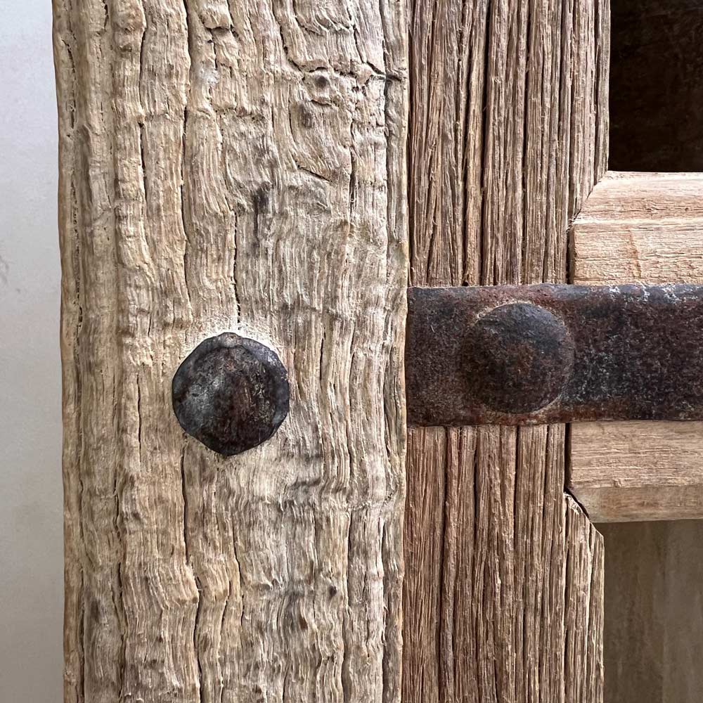 wood detail of the Reclaimed door shelving unit | Falmouth