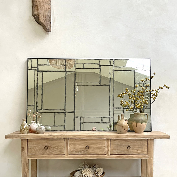 Foxed antiqued mirror patchwork 145x91cm | Cressida