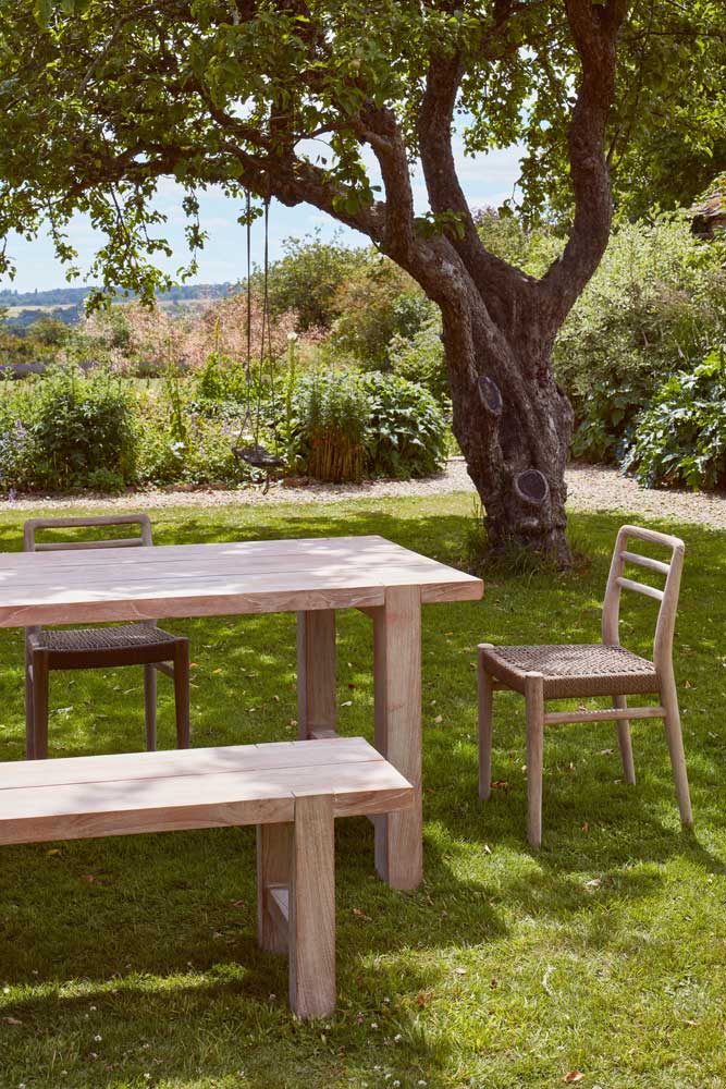Rustic wood garden dining chair