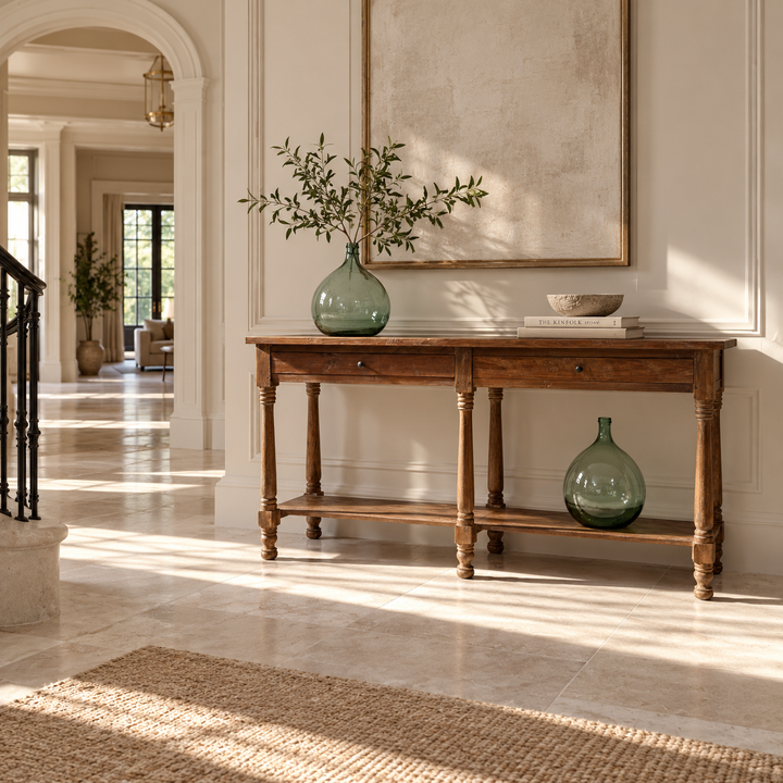 Reclaimed Dark Wood Console Table With Drawers | George
