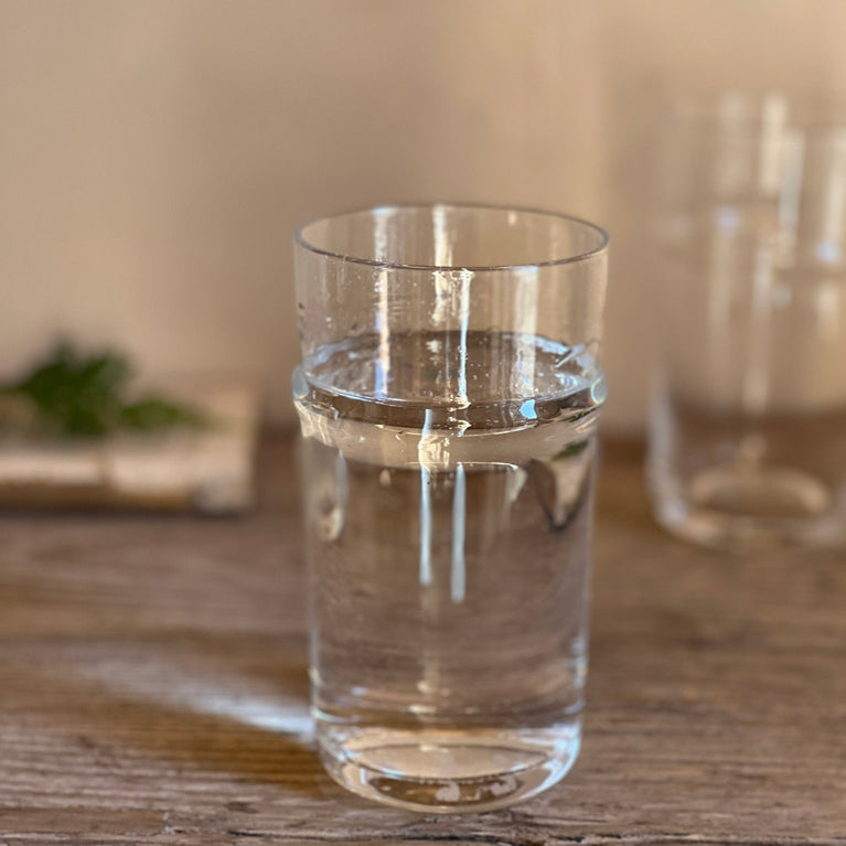 Clear highball drinking glass