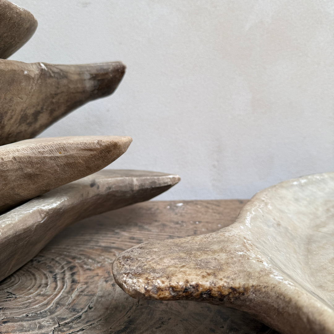 handle details of our antique indian marble serving platters showing irregular hand crafted makers marks