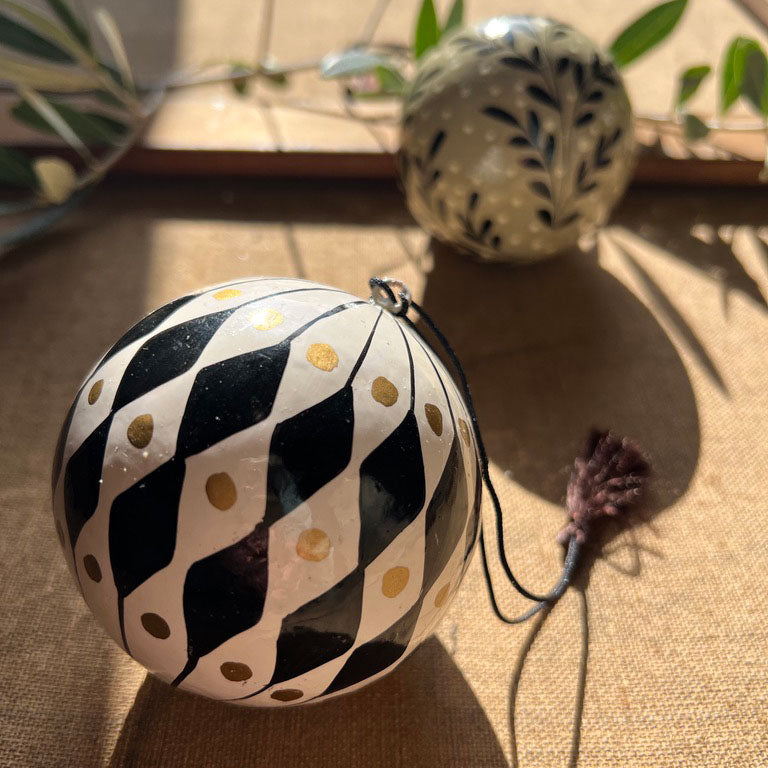 Handpainted Harlequin Paper Bauble